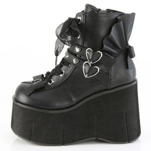 Gothic Platform Heart Lace Up Ankle Boots